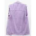 thumbnail image 2 of chouyatou Women's Fashion Sleeveless Regular Lightweight Button Front Candy Color Ripped Denim Vest Jacket, 2 of 5