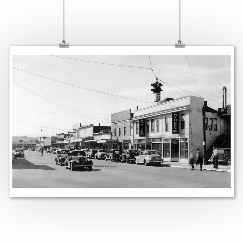 Port Orchard, Washington View of Downtown Street (9x12 Art Print