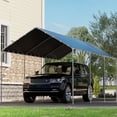 thumbnail image 3 of U-HOMY 10x20 FT Portable Outdoor Garage (Grey/White) - Heavy Duty Carport with UV Protected Tarp Shelter Cover for Car & Boat, 3 of 7