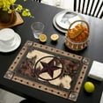 thumbnail image 3 of 4pcs West Texas Star Table Placemats Table Mats Durable Washable Rustic Linen Vintage Placemats for Home Dinner Party Camping Wedding Table Decoration 12 x 18 Inch, 3 of 6