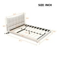 thumbnail image 3 of Euroco Upholstery Full Size Platform Bed with LED Light and USB Charging Station, Beige, 3 of 14