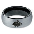 thumbnail image 2 of Tungsten Rabbit Bunny Small Pet Band Ring 8mm Men Women Comfort Fit Black Dome Brushed Gray Polished, 2 of 4