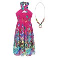 thumbnail image 3 of zdhoor Robe d'Été de Plage pour Fête Enfants Filles Bohème à Imprimé Floral Sans Manches avec Collier Type E 150, 3 of 5