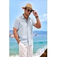 thumbnail image 2 of Camisa de lino azul de manga corta con botones para hombre COOFANDY, 2 of 5