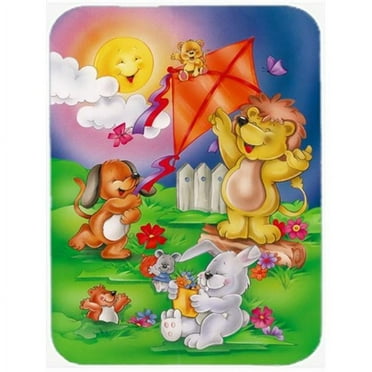 Carolines Treasures  Play Time Animals Glass Cutting Board - Large
