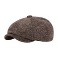 thumbnail image 4 of Gorro de , gorro para conducir de taxista, gorro octogonal de otoño informal a la moda, gorro plano para hombre, gorro de vendedor de periódicos Marrón Yinane Sombrero de boina, 4 of 8