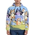 thumbnail image 2 of Lsque Bluey Pattern Casual Men's Hoodie,Hooded Sweatshirt with Kangaroo Pocket,Pullover Hoodie-Large, 2 of 8