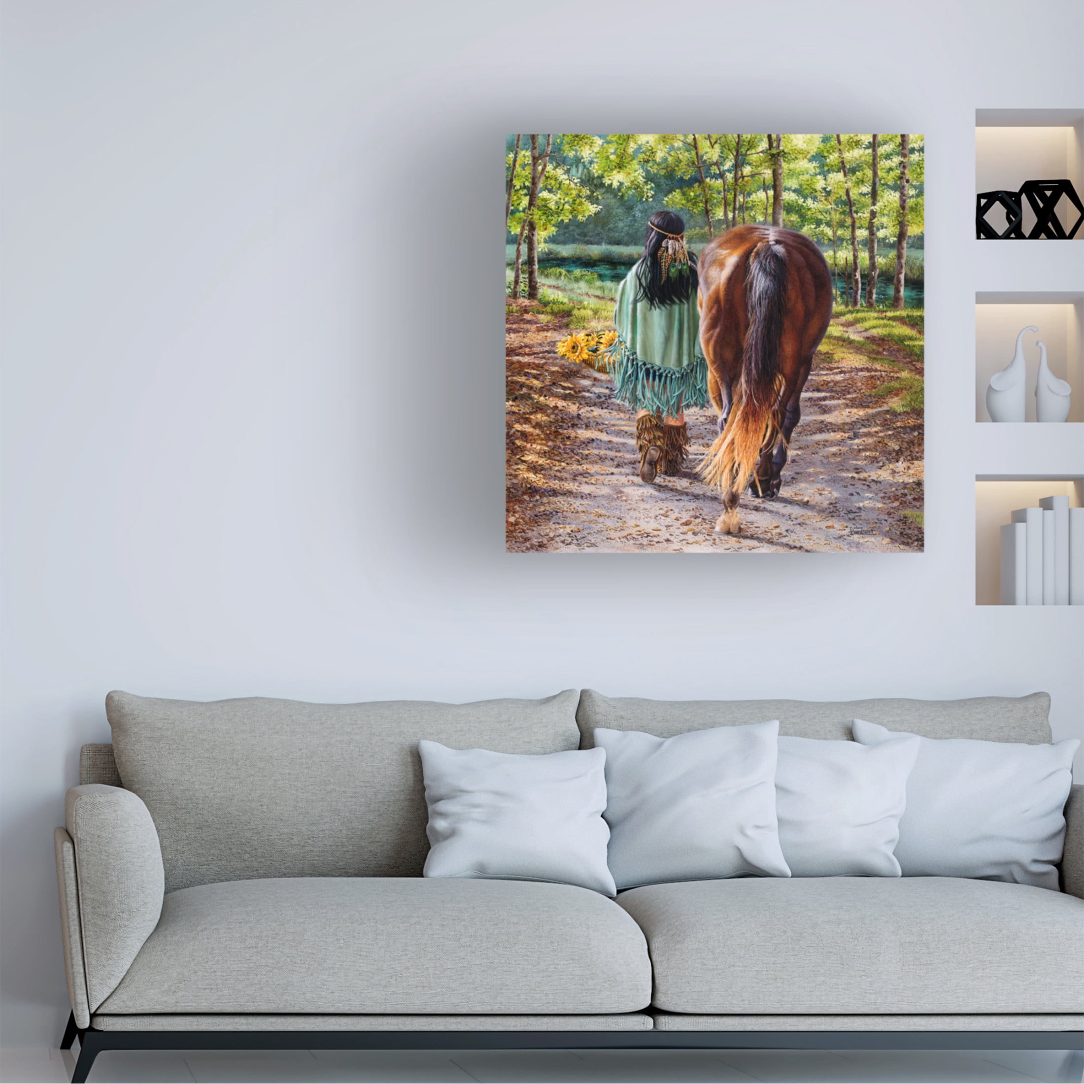 Canvas Wall Art - Delene Lambert 'He Leads me Beside Still Waters' Wall Art for Living Room, Bedroom, or Office Décor by Trademark Fine Art - 24 x 24 Inches