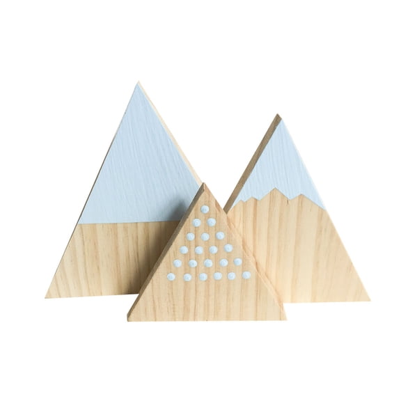 CIMAXIC 3Pcs Blue Wooden Crafts Triangular Ornaments for Chic Desktop and Photo Prop
