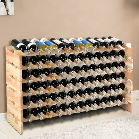Zebra Wine Bottle - Costway 72 Bottle Wood Wine Rack Stackable Storage 6 Tier Storage Display Shelves