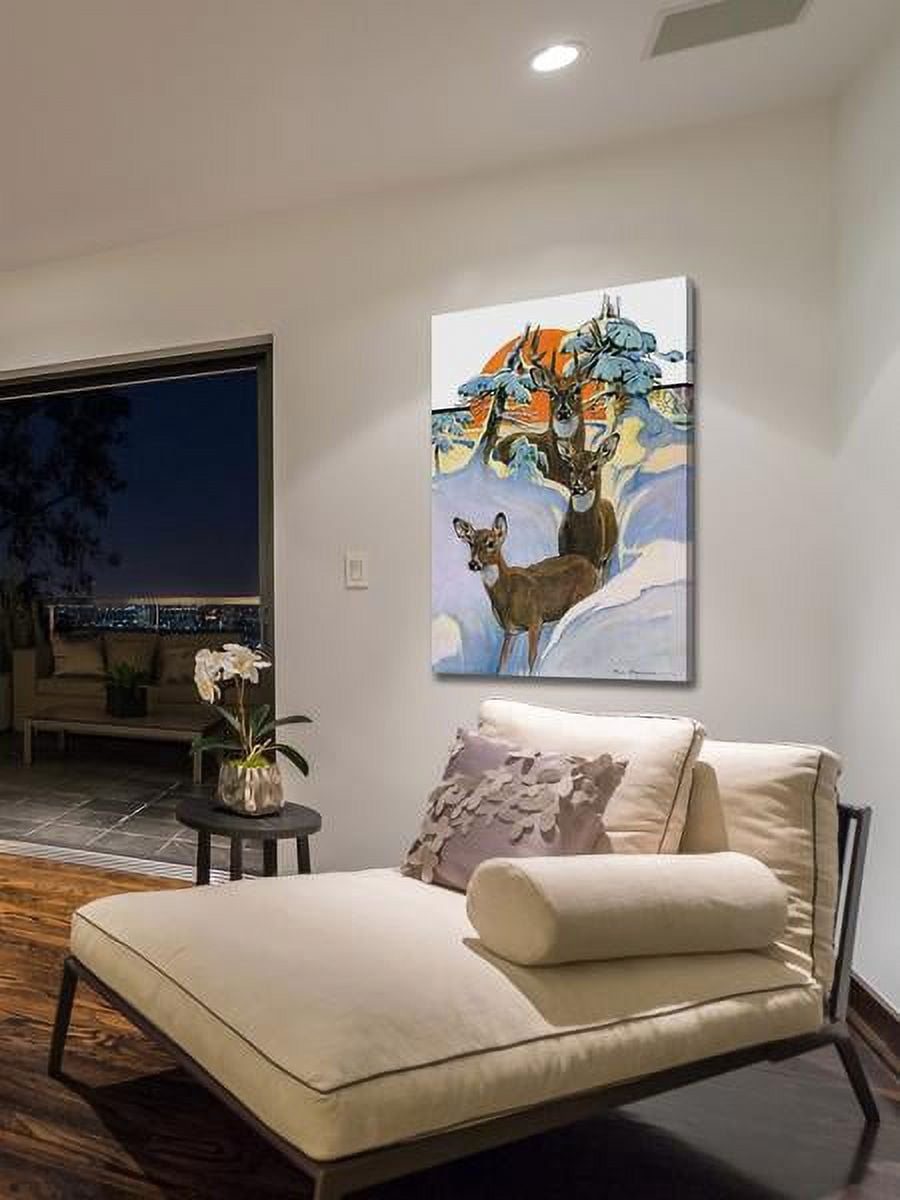 "Snow Deer" Painting Print on Wrapped Canvas