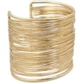 thumbnail image 4 of Gold Plated Long Hollow Layered Multicyclic Wire Wrap Cuff Bracelets Punk Geometric Wide Refacing Polish Glossy Open Adjustable Wrist Bangle for Women Girls Cool Jewelry, 4 of 7