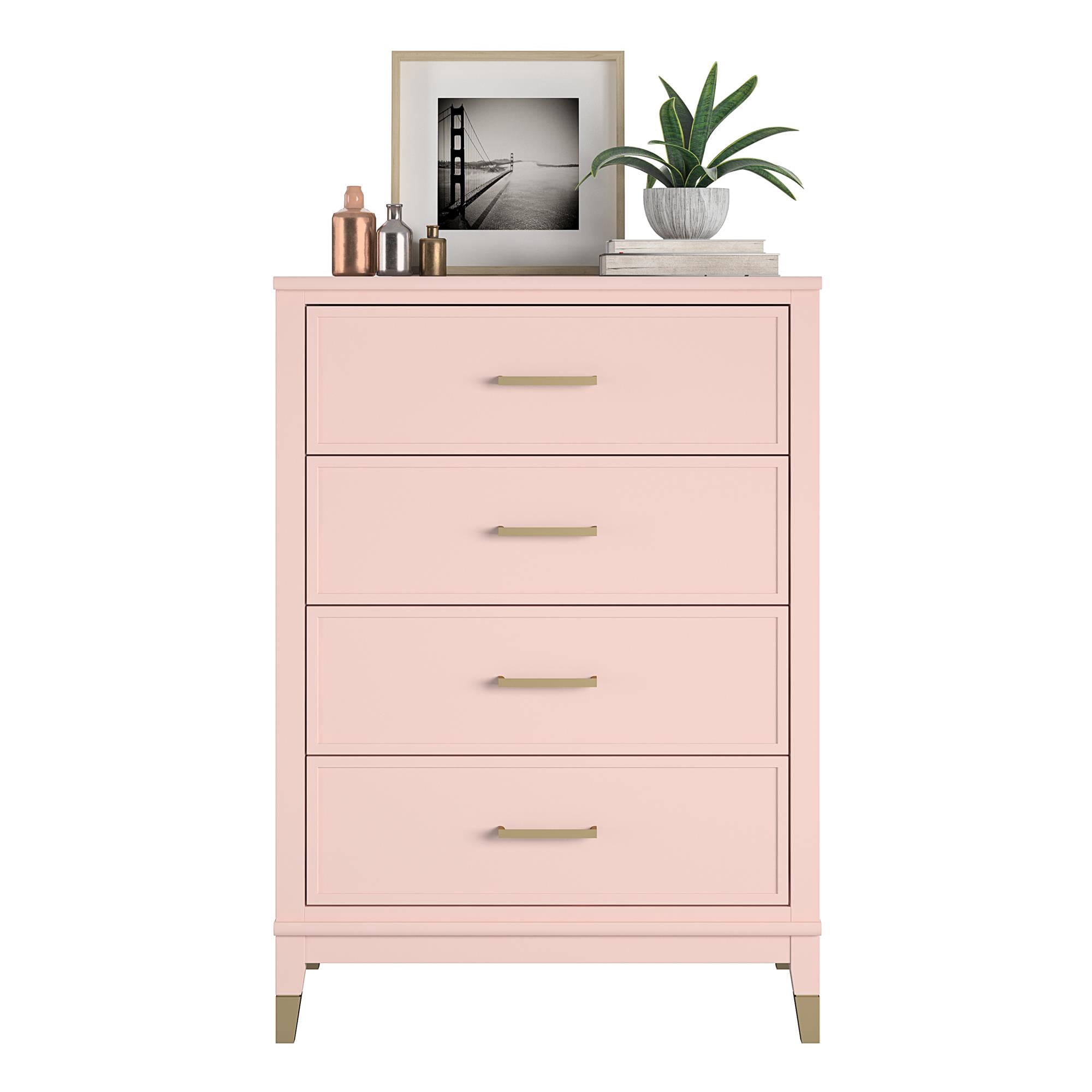 CosmoLiving by Cosmopolitan Westerleigh 4-Drawer Dresser, Pale Pink