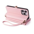 thumbnail image 6 of Crossbody Wallet Case for iPhone 14 Pro Max, with RFID Blocking Card Holder, PU Leather Zipper Wallet Detachable Magnetic Phone Case,Shockproof Protective Cover with pocket Credit Card Slots,Pink, 6 of 13