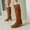 Brown, variant on Women Knee High Boots Knee High Riding Boots Chunky Heel Boots Metal Buckle Boots with Side Zipper Fall Winter Trendy High Boots