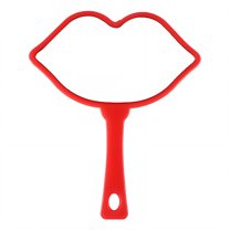 RAGUPEL Hand Mirrors with Handle,Lips Design Mirror 8.5"*7.1"*0.4" Handheld Mirror with Handle,Aluminum Mirror Small Mirror,Red