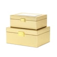 thumbnail image 2 of Pemberly Row Vinyl Woven Pattern Mirrored Box Set of 2 in Gold, 2 of 10
