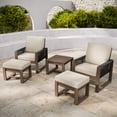 thumbnail image 3 of COOS BAY 5PCS Patio Conversation Sets, Natural Real Wood Cedar Chair with Cushion and Side Table, Ottomans, for Garden, Backyard, Beige, 3 of 10