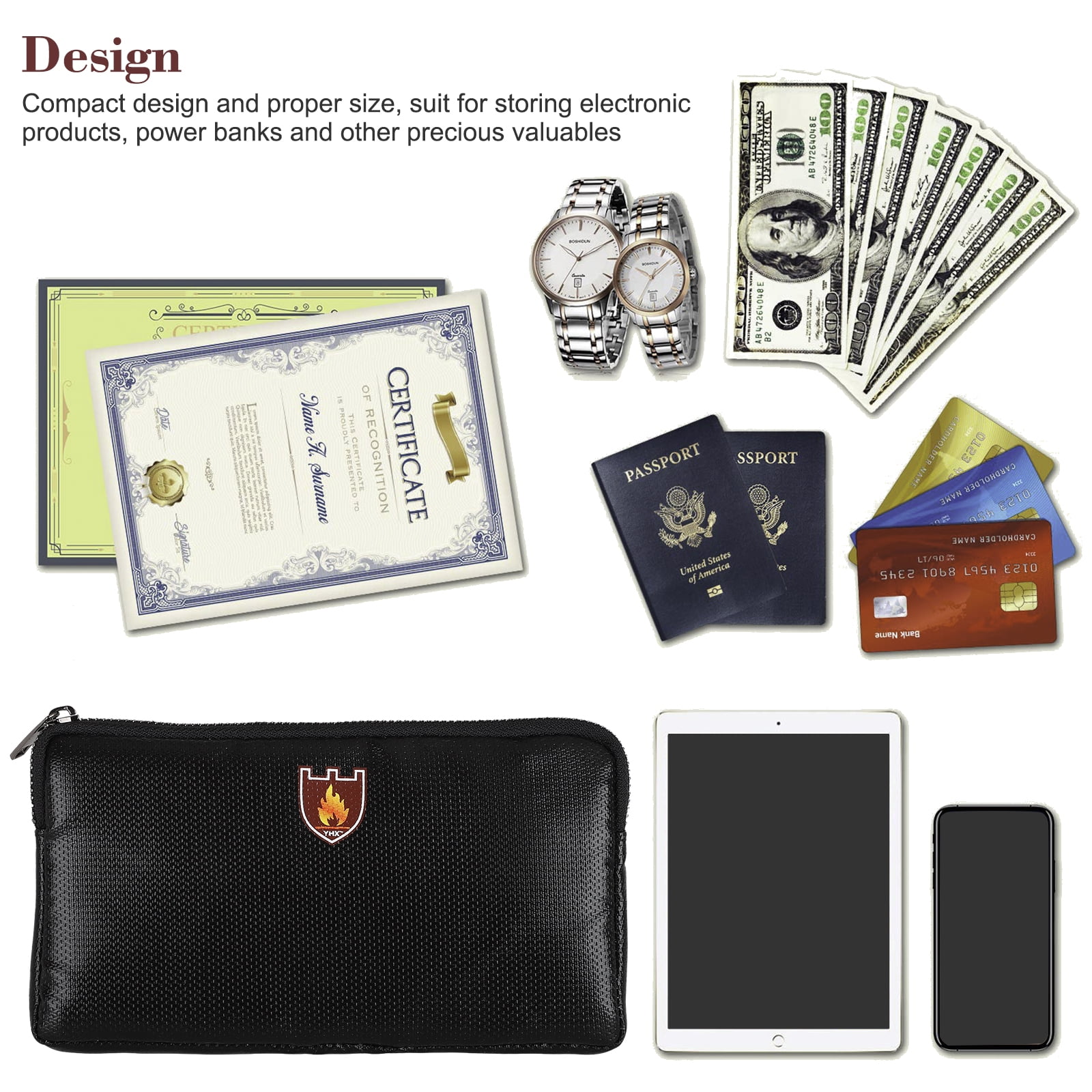 TSV Fireproof Money Document Bag, 8.2