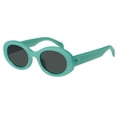 thumbnail image 1 of Gafas de sol mosanana ovaladas retro a la moda UV400 color verde azulado para mujer, 1 of 6