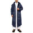 thumbnail image 2 of FAOWME Men's Hooded Robe With Pockets Long Sleeved Solid Color Plush Thickened Comfortable Warm Coats Jacket For Outdoor Activities Navy 1, 2 of 5