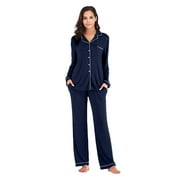 HAWEE Pajamas Set Long Sleeve Sleepwear Womens Button Down Nightwear Soft Pj Lounge Sets XS-XXL