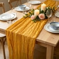 thumbnail image 5 of Voile Table Runner with Pleats, Soft Wrinkle Gauze Fabric Tablecloth, Bohemian Decorative Gathered Sheer Drape for Wedding Party Celebration, 70.87" x 35.43", AKLJWH, 5 of 6