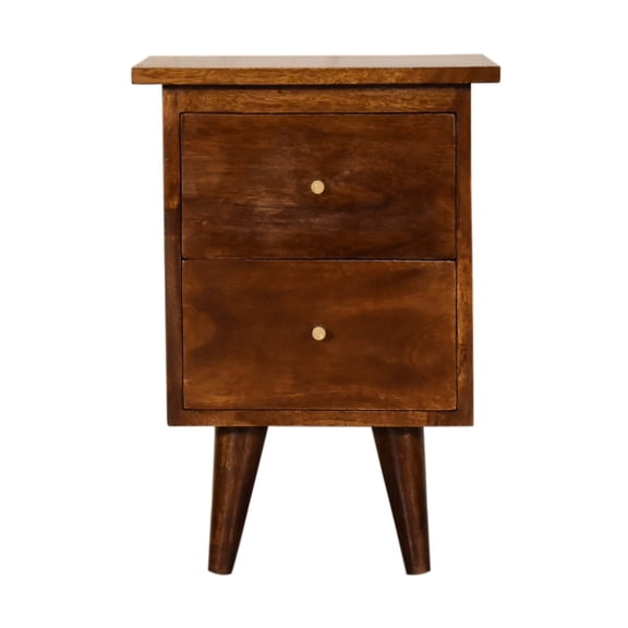 Lesuto Chestnut nightstand - Nordic Style, Wood, chestnut, 2 Drawers