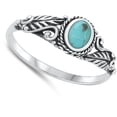 thumbnail image 4 of CHOOSE YOUR COLOR Vintage Bali Simulated Turquoise Ring .925 Sterling Silver Band Blue CZ Female Size 6, 4 of 4