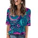 thumbnail image 1 of Fiudx Camisas para Mujer Camiseta de Manga Corta con Cuello En V Estampada Informal a La Moda para Mujer, 1 of 4