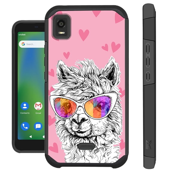 Compatible with Cricket Vision Plus Hybrid Fusion Guard Phone Case Cover (Llama Love)