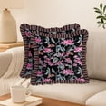 thumbnail image 2 of Cotton Twill Frill Cushion Covers by Vargottam - 18 Inch Square, Set of 2, Reversible Print, Farmhouse Throw Pillow Covers with Hidden Zipper - Floral Pattern, 2 of 6
