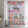 thumbnail image 5 of Spring Gnomes Shower Curtain Set, Waterproof Shower Curtains for Bathroom, Farmhhouse Floral Botanical Blue Plaid Washable Fabric Cloth Bath Curtain for Bathtub Decoration with Hooks 60x72 Inches, 5 of 9