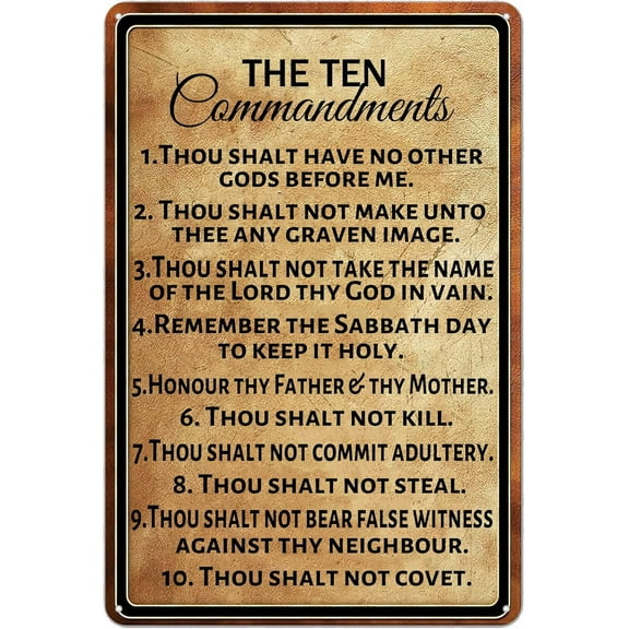 The Ten Commandments Wall Art Vintage Metal Sign Thou Shalt Have No Other Gods Before Me Rustic Tin Signs Metal Poster for Home Gate Garden Bars Cafes Office Club Man Cave 12 X 8 Inch