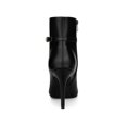 thumbnail image 2 of BLISSFUL STEP Women's Ankle Boots Pointed Toe Buckle Strap Stiletto Heels Ankle Boots Black 7, 2 of 7