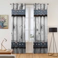 thumbnail image 2 of Grey Wood Grain Kitchen Curtains 96 Inch Length, Country Vintage Barn Door Rustic Lodge Grommet Top Bedroom Living Room Curtains, Light Filtering Cafe Curtain Drapes 2 Panels Set 104''x96'', 2 of 9