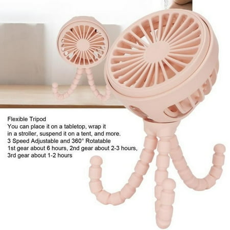

Mini Portable Fan 3 Speed 360° Rotating Rechargeable Desk Fan With Flexible Tripod (Pink)