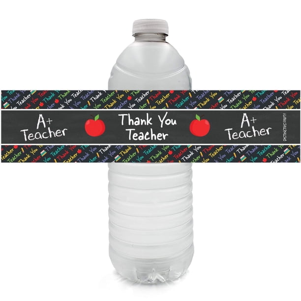 Thank You Teacher Water Bottle Labels - Teacher Appreciation Party - 24 ...