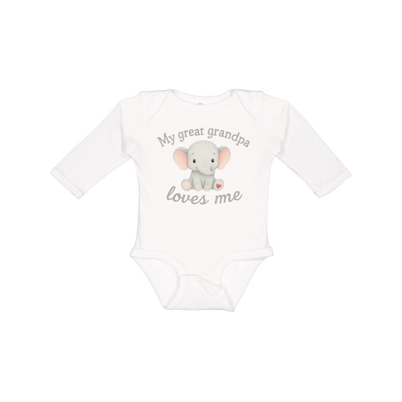 Inktastic My Great Grandpa Loves Me Elephant Boys or Girls Long Sleeve Baby Bodysuit