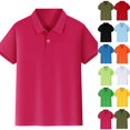 thumbnail image 2 of Boys Polo Shirt Kids Short Sleeve Button Collared Uniform Shirts Youth Girls Uniforms Back to School Clothes,Hot Pink,7-8 Years, 2 of 8