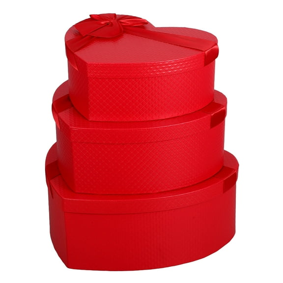 USHOBE 3Pack Valentine Day Heart-shaped Snack Box Red Paper Packaging Accessories 8.7x6.9x3.5in