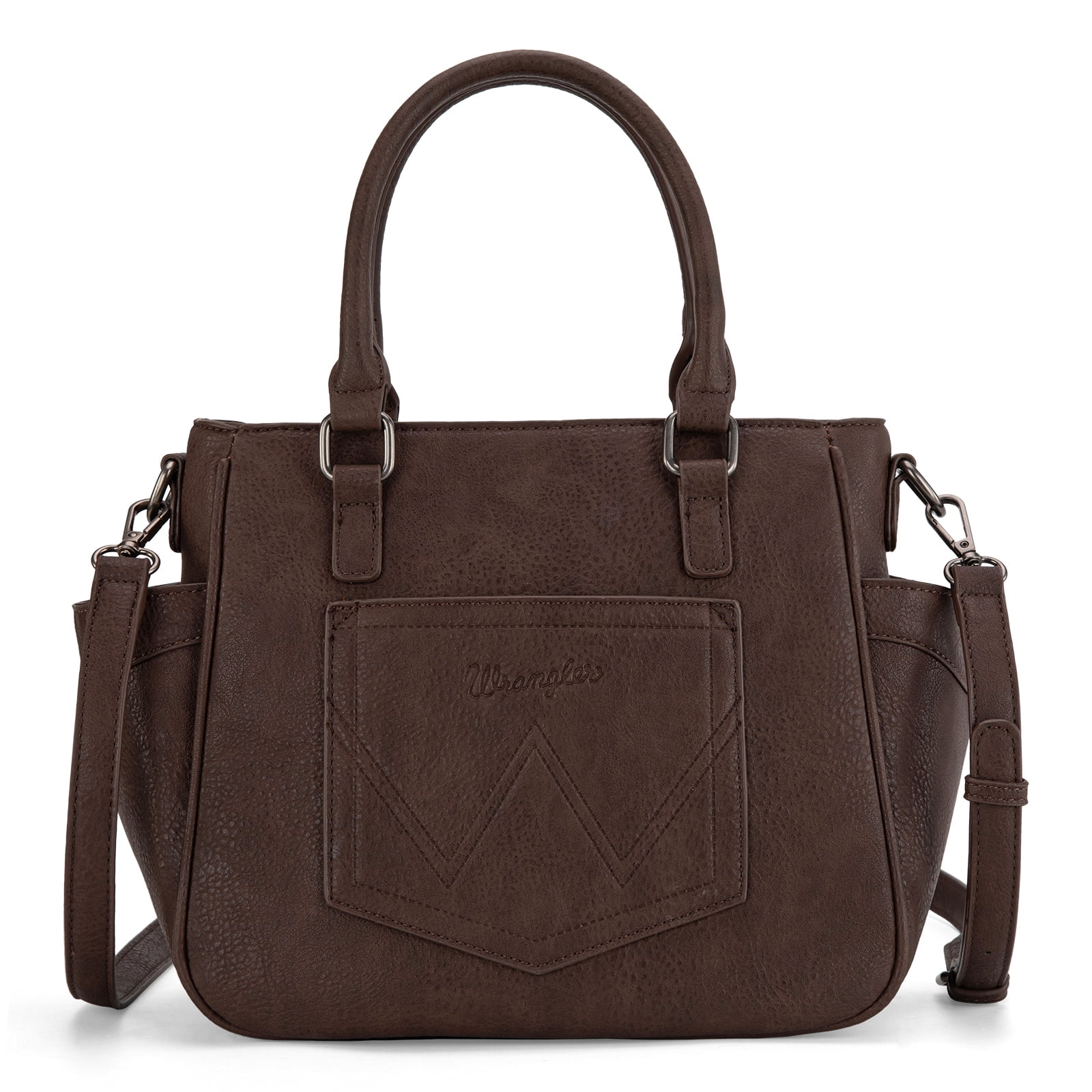 Wrangler Tote Bags for Women Medium Crossbody Purses Designer Top Handle Handbags, Coffee