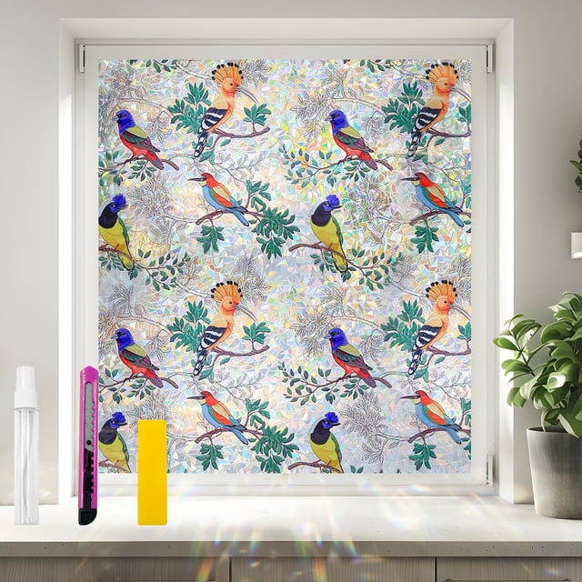 Lámina de privacidad para ventanas QhySunshine con forma de arcoíris, 90 x 400 cm