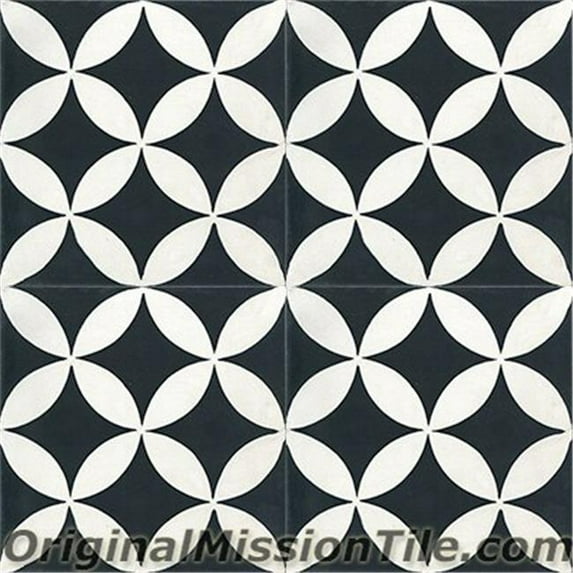 Original Mission Tile F882110-01 Circulos Cement Tiles, Black 01 - Box of 12
