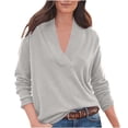 thumbnail image 2 of ClodeEU Women's Plus Size V Neck Sweater,Dressy Casual Fashion Soft Loose Sweater Gray,Womens Plus M, 2 of 6