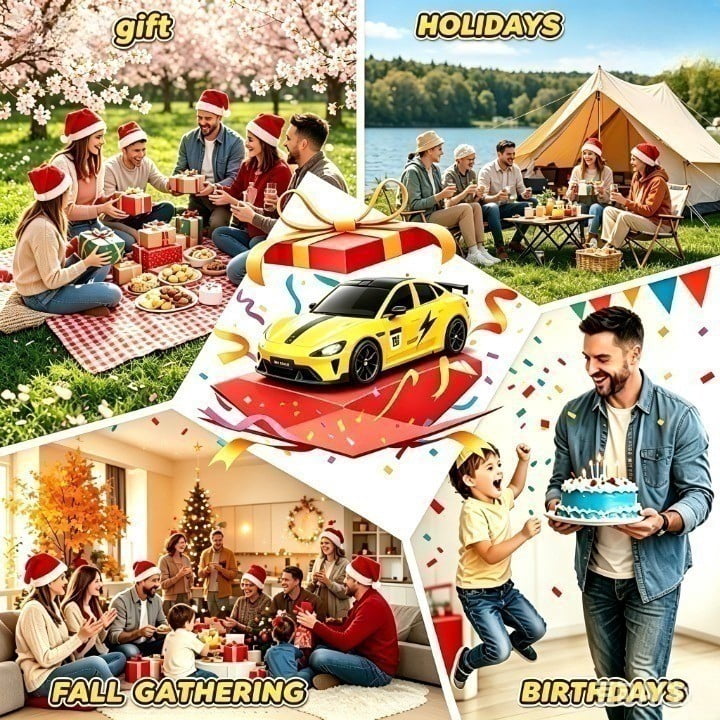 KIVDIT 1:24 Rc Cars,2.4 Ghz Variable Speed Remote Control Car with LED Lights,Outdoor Toys for Kids Age 4-8