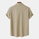 thumbnail image 5 of Camisa de Manga Corta con Botón Casual de Color Sólido Botón Cardigan Bolsillo Turndown Cuello Blusa de los Hombres, 5 of 9