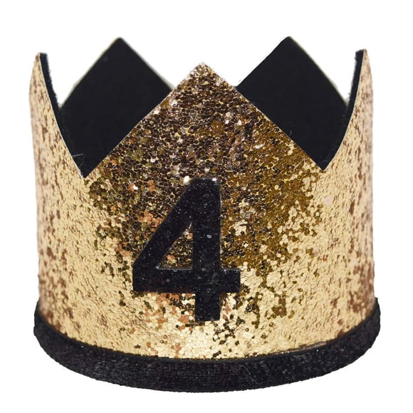 Maticr Shiny 2nd 3rd Birthday Crown Baby Boy Prince Headband Party Supplies (Large Gold Royal 4)