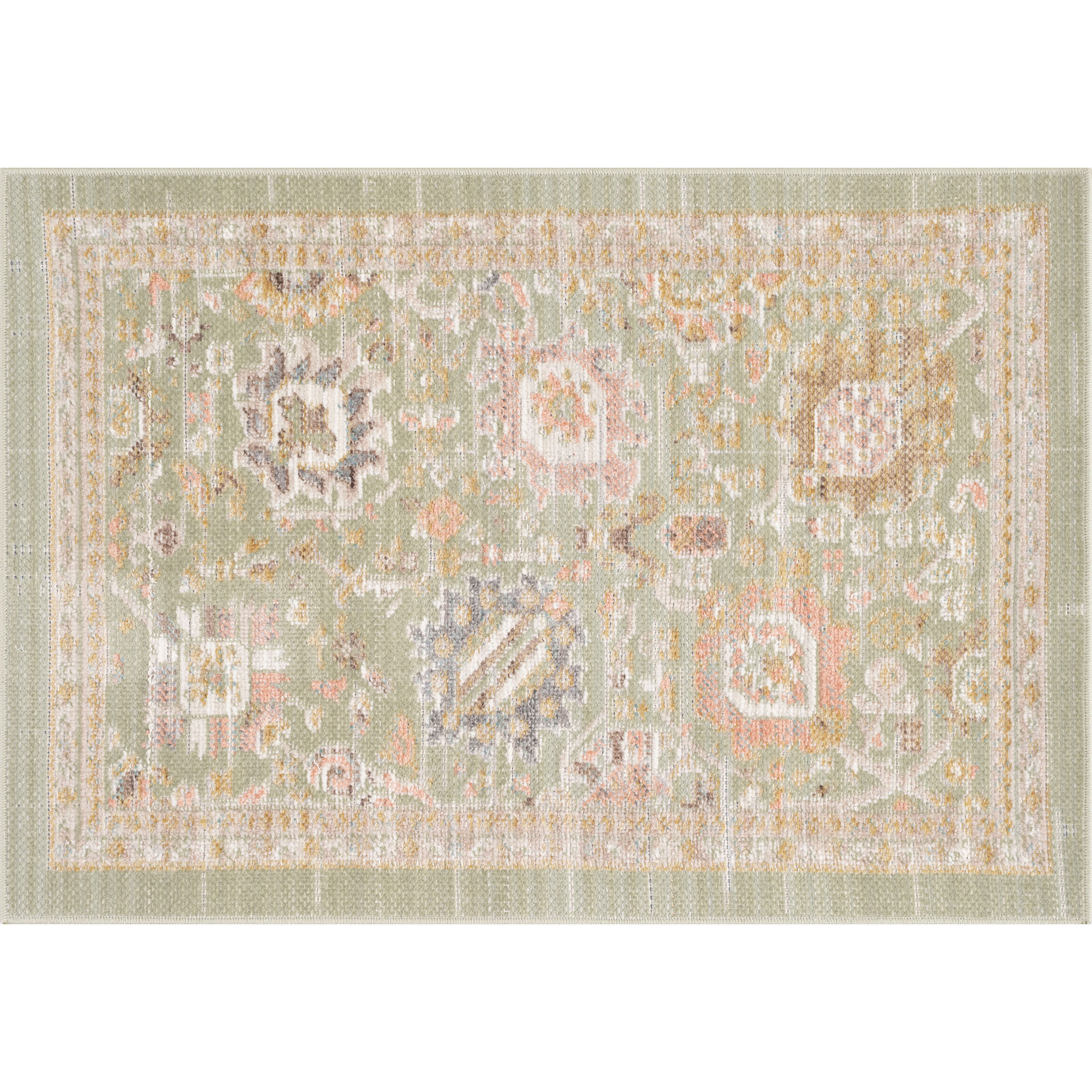 Crestwood Traditional Oriental 2x3 Sage and Brown Polyester Indoor Area Rug, 2' x 3'