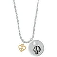 thumbnail image 1 of Delight Jewelry Goldtone Mini Heart Peace Sign Silvertone Script Initial Disc - D - Charm Necklace, 20"+3", 1 of 4